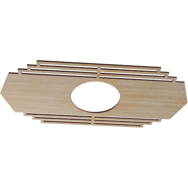 Chrysler Wood Fretwork Pierced Ceiling Medallion, Hickory, 30W X 15H X 7 7/8ID X 1/4T